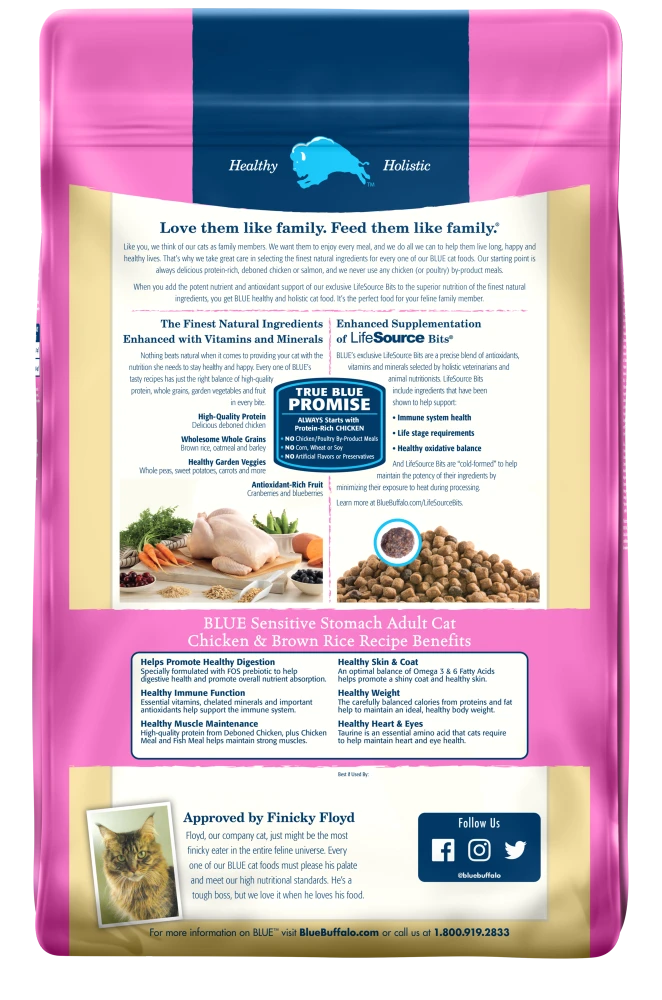 Blue Buffalo Sensitive Stomach Natural Chicken & Brown Rice Dry Cat Food - Image 7