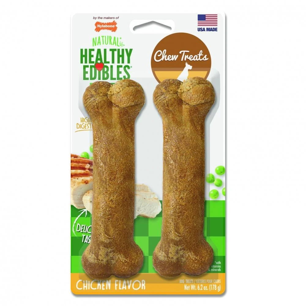 Nylabone Healthy Edibles Chicken Flavor Bone Dog Treat - Image 2