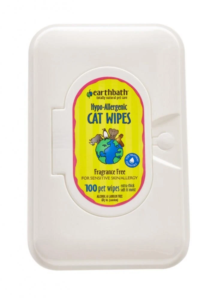 Earthbath Hypo Allergenic Fragrance Free Grooming Wipes For Cats