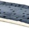 MidWest Quiet Time Fleece Blue Paw Print Reversible Pet Bed & Crate Mat