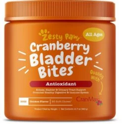 Zesty Paws Cranberry Bites For Urinary, Kidney And Bladder Support Soft Chews For Dogs