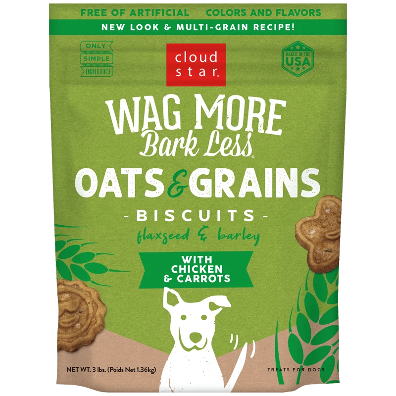 Cloud Star Wag More Bark Less Oats & Grains With Chicken & Carrots Oven Baked Biscuits