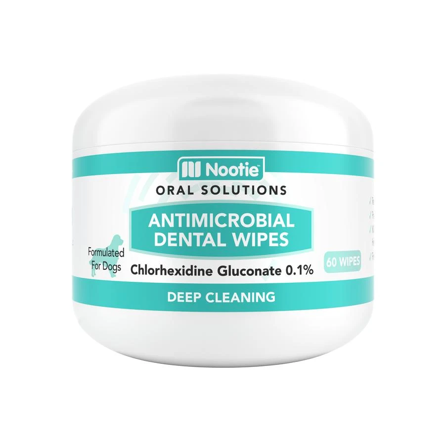 Nootie Medicated Antimicrobial Dental Wipes For Dogs