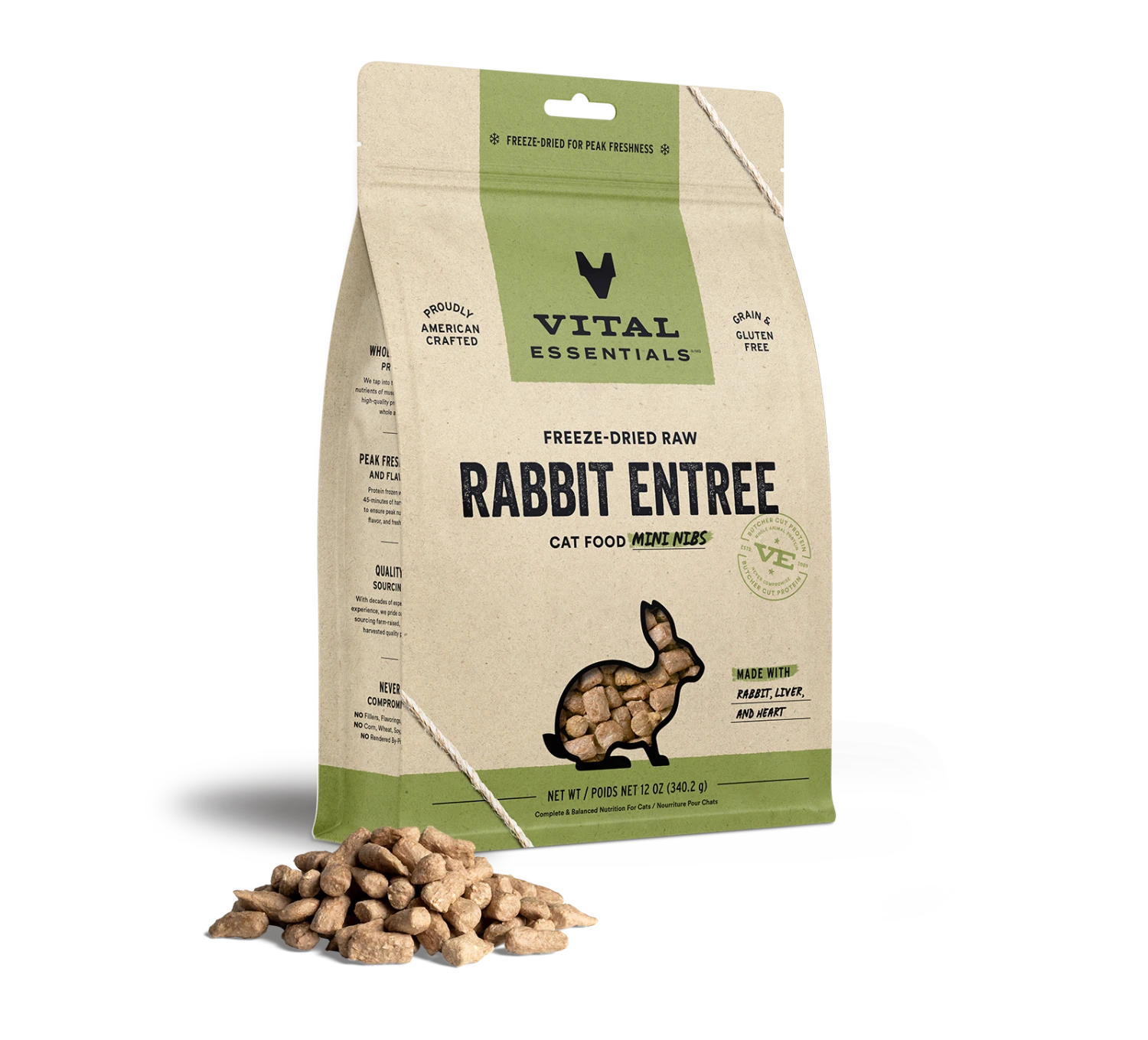 Vital Essentials Freeze-Dried Rabbit Entrée Cat Food Mini Nibs