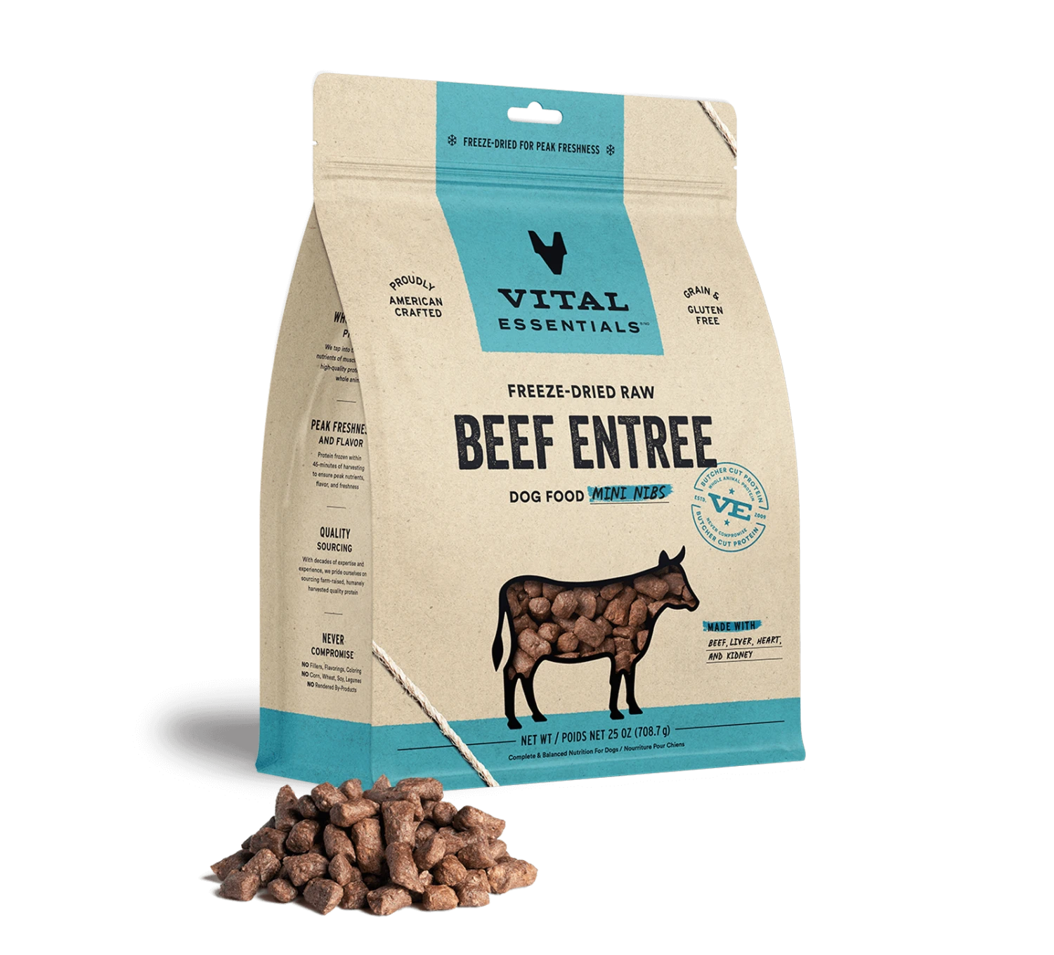 Vital Essentials Freeze-Dried Raw Beef Entrée Mini Nibs Dog Food - Image 2