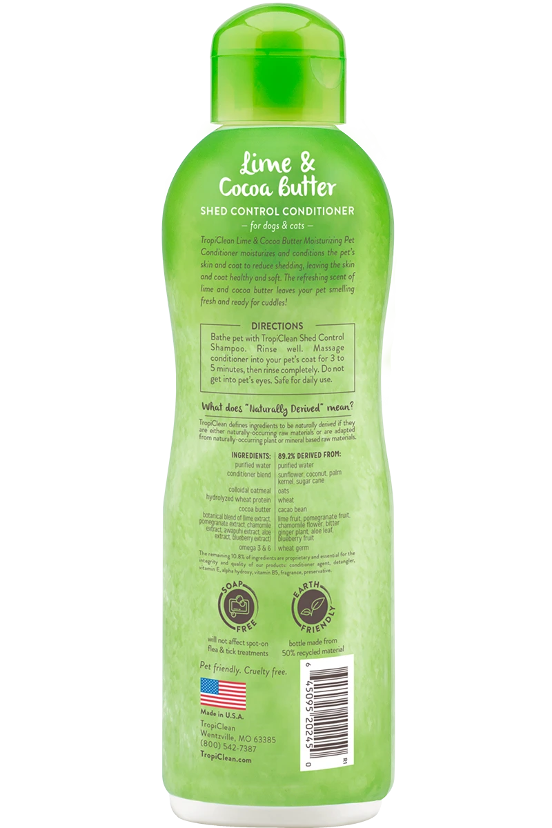 TropiClean Lime & Cocoa Butter Shed Control Conditioner For Pets - Image 2